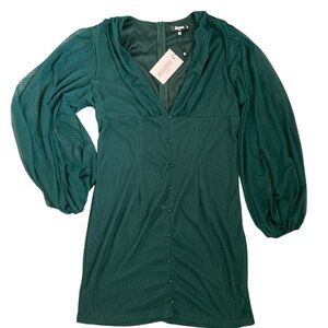 NWT Misguided Long Sleeved Mini Dress - Green - Size 12